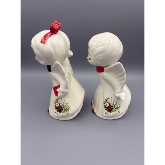 Extra Large Vintage Ceramic Kissing Angels Christmas Red White Green - Picture 2 of 7